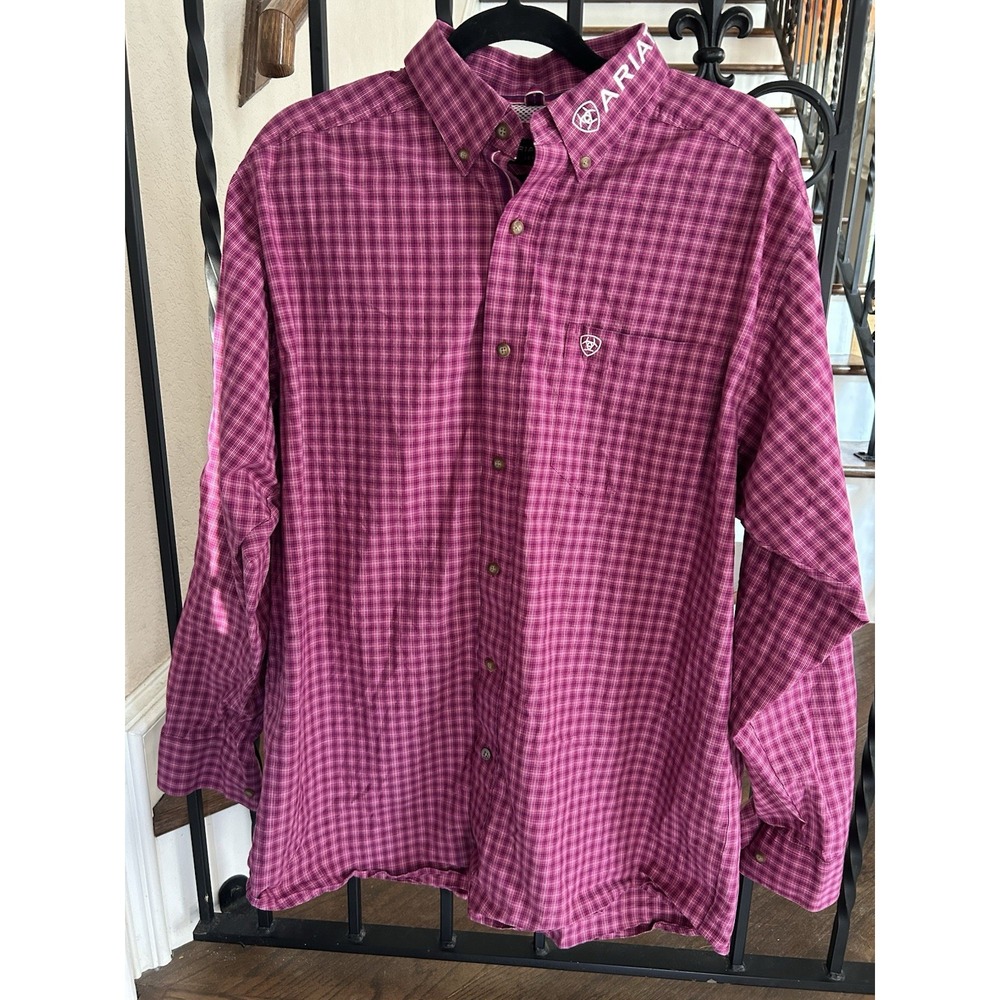 Men's Size Large Pro Series Team Tarletan Classic Fit Long Sleeve Shirt Violet